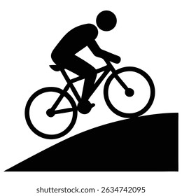 Uma poderosa imagem de um ciclista andando ao longo de uma trilha acidentada durante o crepúsculo, destacando a aptidão física, a exploração e a ilustração do vetor de beleza da natureza