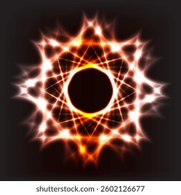A powerful and intense burning fire with glowing flames and rising sparks in a fiery spectacle. Fiery flames and bright fire sparks glow in a powerful burning heat and energy-filled display