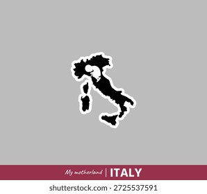 Mächtige Landkarte von Italien, die Geburt, Wurzeln und nationale Identität symbolisiert. Emotionales Mutterland-Konzept, das Geografie und menschliche Herkunft miteinander verbindet.