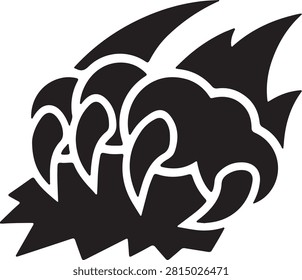 Powerful jaguar claw mark in stark silhouette against a clean white backdrop. Ideal for representing wildness strength and the untamed natural world in designs.