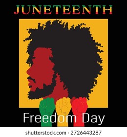 Powerful Juneteenth 2026 design with African American silhouettes and freedom colors, symbolizing liberation and unity. Happy Juneteenth banner, background, template
