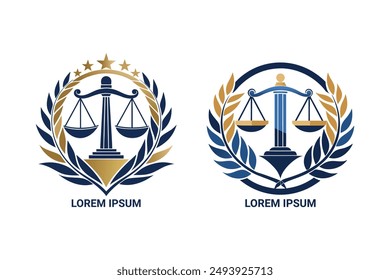 Powerful Law Firm Logo: Sword and scale icon, perfect for corporate lawyers. Gold design for prestige.