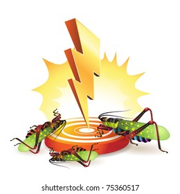 Powerful lightning bolt targeting grasshoppers
