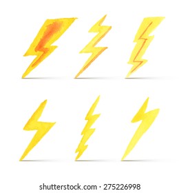 powerful lightning bolts. vector set