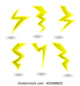 powerful lightning bolts. vector set