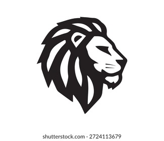 Potente logotipo de cabeza de león en blanco y negro, diseño de Vector minimalista adecuado para la marca, Equipos deportivos, deportes electrónicos, identidad empresarial y logotipos de mascotas.