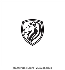 Powerful lion head shield logo design in vector format, combining strength and elegance—perfect for sports teams, security brands, premium branding, emblems, and bold visual identity projects.
