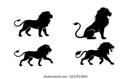 A Powerful Lion Silhouette Design. lion silhouette bundle vector illustration