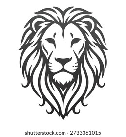 Powerful Lion Silhouette Vector on White Background. Royal Lion Emblem Vector Illustration. Strong Lion Mascot Vector Illustration. Majestic Lion Head  Logo. Abstract  Head Vector Logo Design