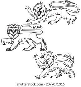Powerful lions and predators for heraldry design. Editable EPS10 (you can use any of your vector program