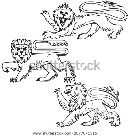 Powerful lions and predators for heraldry design. Editable EPS10 (you can use any of your vector program