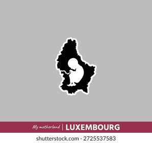 Eine eindrucksvolle Landkarte Luxemburgs, die Geburt, Wurzeln und nationale Identität symbolisiert. Emotionales Mutterland-Konzept, das Geografie und menschliche Herkunft miteinander verbindet.