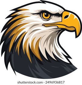 Potente y majestuosa Ilustración vectorial de cabeza de águila, perfecta para logotipos, mascotas y marca deportiva