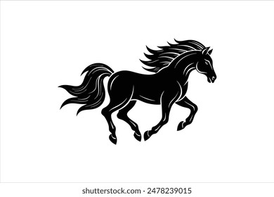 A powerful and majestic horse silhouette with a flowing mane and tail, capturing grace and strength in a timeless design.