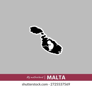 Poderosa ilustración de un mapa de Malta que simboliza el nacimiento, las raíces y la identidad nacional. Concepto de patria emocional que mezcla geografía y origen humano.