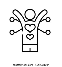 Poderoso icono de línea de hombre, signo de concepto, ilustración de vector de contorno, símbolo lineal.
