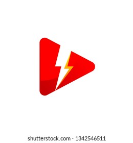 Powerful Media Player Logo With Lightning Symbol