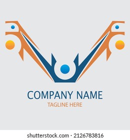 Powerful minimal business logo vector, imaginary wing shape vector concept logo design