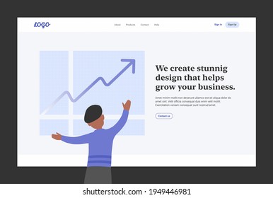 Powerful minimal website template design. Simple and strong illustration for website and mobile, any kind of business.