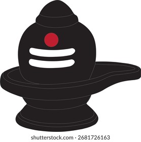 Uma poderosa ilustração minimalista de um Shiva Lingam preto, um símbolo hindu sagrado representando a divindade Shiva. Este design é perfeito para temas de espiritualidade e religião.