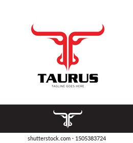 A powerful and minimalist vector logo featuring a clever integration of the letter T and a bull's head silhouette. The bold red design with sharp horns symbolizes strength, leadership, and stability. Perfect for financial firms, security companies, sports teams, automotive brands, gym mascots, and modern tech startups looking for a dominant brand identity.