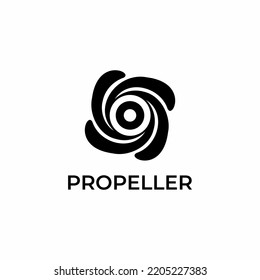 Potente plantilla de logotipo de tecnología dinámica moderna. Hélice abstracta, tres cuchillas, logotipo vectorial universal.