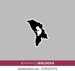 Mächtige Landkarte Moldawiens, die Geburt, Wurzeln und nationale Identität symbolisiert. Emotionales Mutterland-Konzept, das Geografie und menschliche Herkunft miteinander verbindet.
