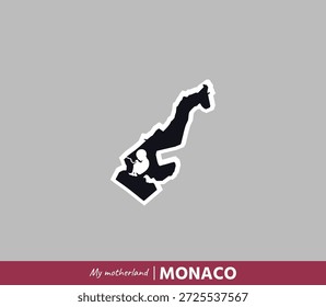 Poderosa ilustração do mapa de Mônaco simbolizando nascimento, raízes e identidade nacional. O conceito de pátria emocional combina geografia e origem humana.