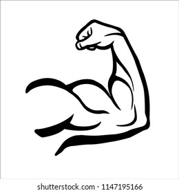 Powerful muscular male arm .Vector icon