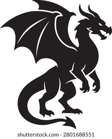 Powerful mythical creature dragon silhouette fantasy beast.