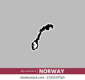 Powerful Norway map illustration symbolizing birth, roots and national identity. Emotional motherland concept blending geography and human origin.