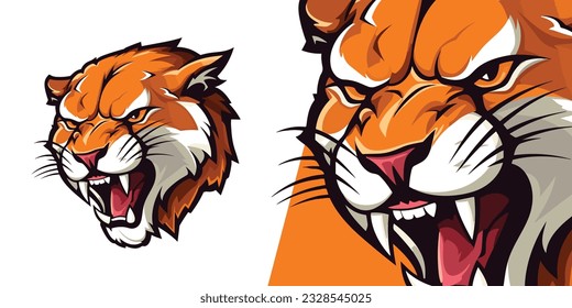 Poderosa Pantera: Concepto de ilustración contemporánea para el logotipo de la mascota Cougar - Perfecto para el atletismo y el juego