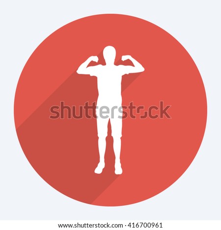 Powerful Person Vector Icon in Flat Design with Long Shadow