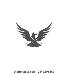 Powerful Phoenix Bird Symbolic Logomark, Vogel mit offenen Flügeln, Modern Phoenix Logo Design Konzept einzeln auf weißem Hintergrund, Immortaler Phoenix aus der griechischen Mythologie, FireBird, Phoenix Symbol Mark