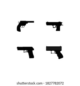 powerful pistol, gun, handgun, vector illustration