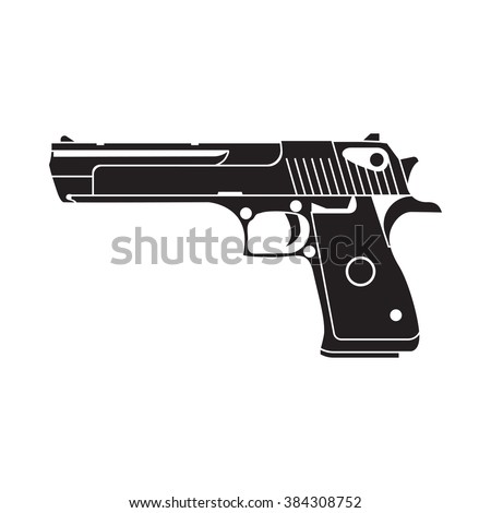 powerful pistol, gun, handgun, vector illustration, easy to edit.