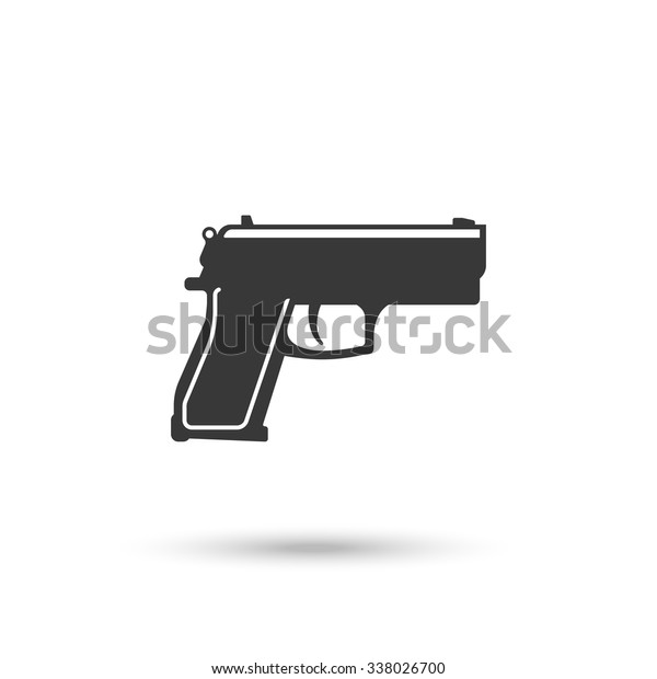 Powerful Pistol Hand Gun Icon Vector Stock Vector Royalty Free 338026700 Shutterstock