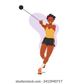 Powerful, Poised, And Determined, The Female Shot Put Athlete Commands The Circle. Muscles Flex, Focus Sharp, She Unleashes Strength With Precision, Propelling The Shot With Unwavering Intensity