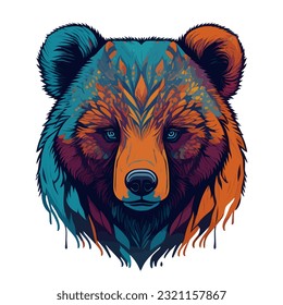 Powerful Presence Striking Vector Bear Face Illustration