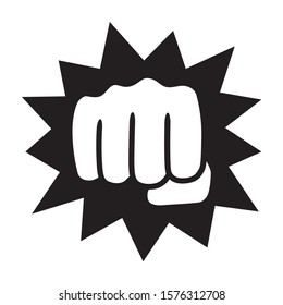 Powerful punch with impact or knockout flat vector icon for fighting apps and websites