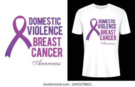 Powerful purple ribbon design promoting awareness for breast cancer and domestic violence. A meaningful message on a stylish t-shirt. Support the cause.