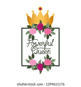 powerful queen label with roses frame icons