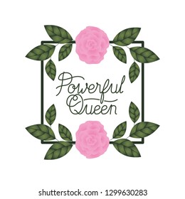 powerful queen label with roses frame icons