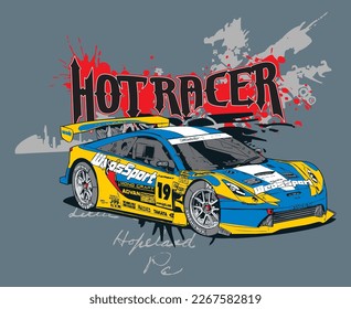 Potente Racing Car para el diseño de la camiseta para niños 