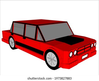 A powerful red racing car
