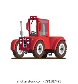Powerful red tractor
