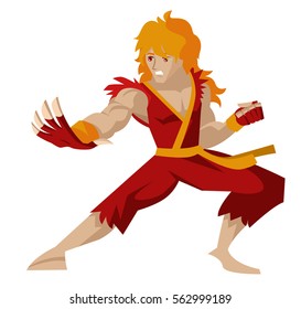 powerful red uniform martial artist