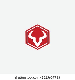Powerful Red and White Bull Head Logo, Bold Taurus Mascot Symbol with Sharp Horns