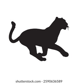 Powerful Running Leopard Silhouette for Speed-Themed Artwork - Leopard Vector - Leopard Icon

