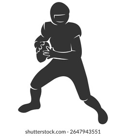 A powerful silhouette of an American football player in a throwing stance, capturing the intensity, motion, and strength in a competitive game moment.